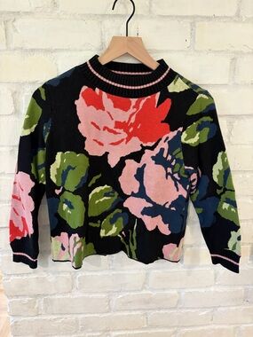 Anthropologie HWR Floral Crewneck Sweater